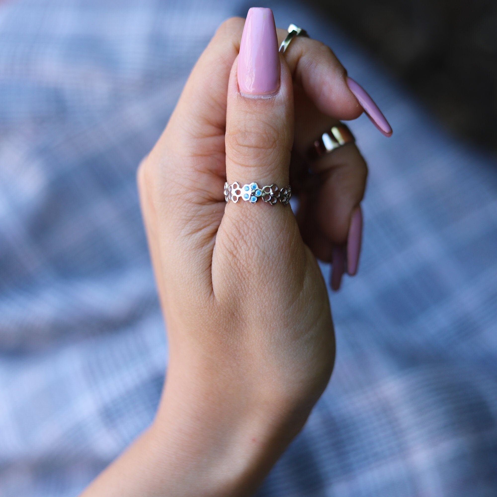 Willow - Handmade midi ring, Knuckle Chevron Silver Rings, Knuckle rings set, Silver midi rings, Knuckle rings
