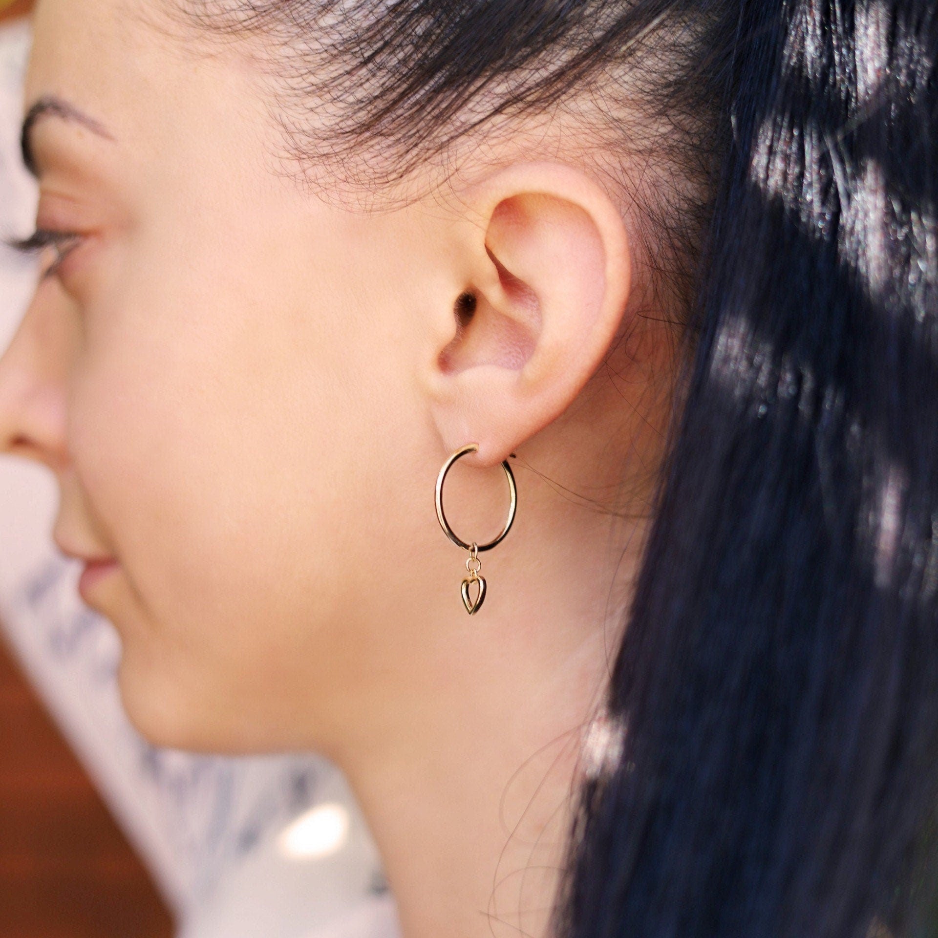 Hoop Earrings | Drop Earrings | Gold Hoop Earrings | Heart Hoop Earrings | Silver Earrings | Minimalist Earrings | Gift | Dangle Earrings
