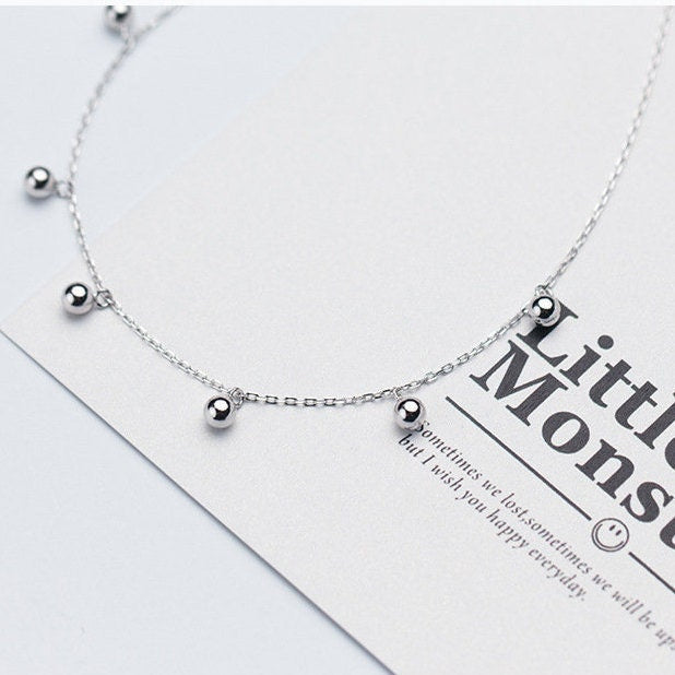 Loyra - Delicate Layered Necklaces • Ball Drop Chain • Choker Necklace, Satellite Necklace, Dainty Necklace, Layering Beaded Chain