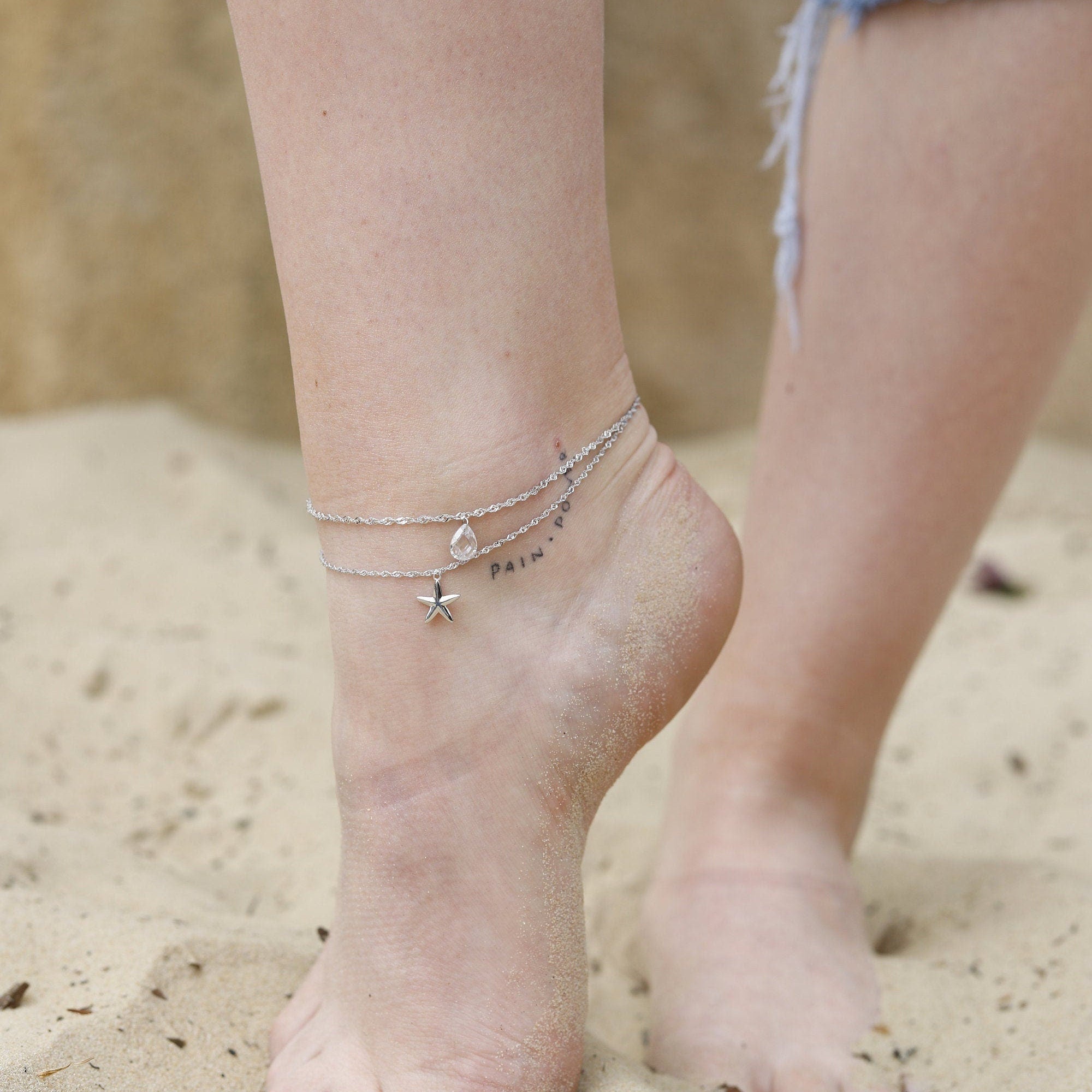 Celeste - Simple Star Style Anklet, Gold Anklets, Silver Anklets, Anklets for Women