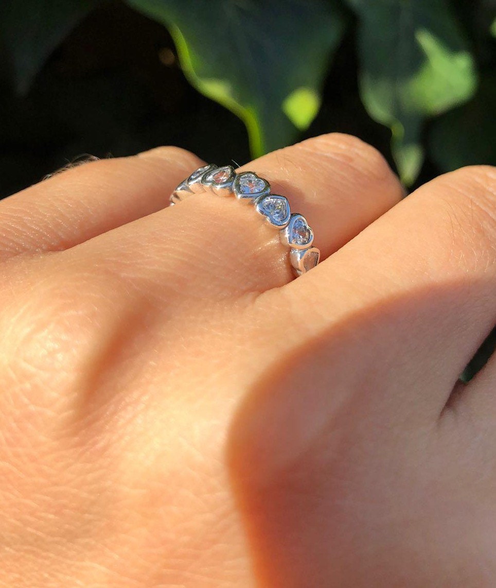 Emogen - Full Heart bezel Sterling silver & Eternity Wedding Engagement Ring for Women -Valentine's Gift