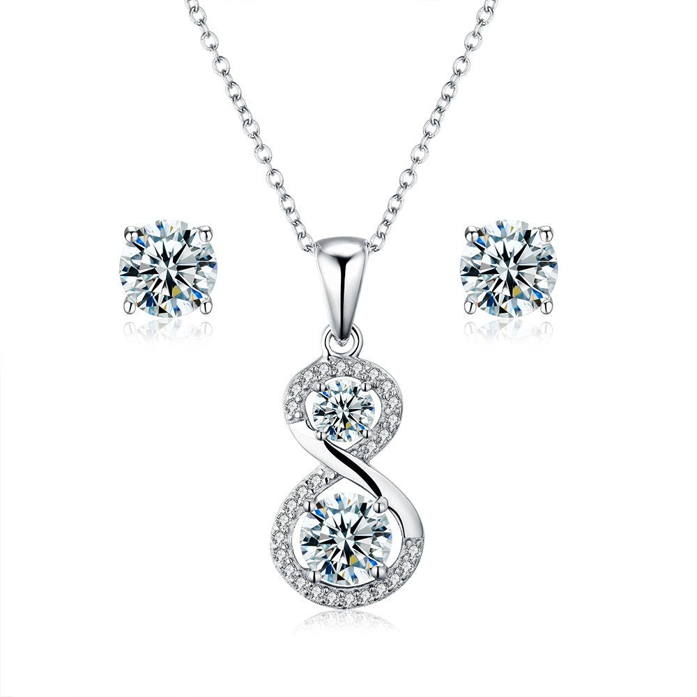 CLEORANE - 925 Sterling Silver infinity Dainty Necklace,Man Made Diamond Stimulant,Bridal Wedding Gift