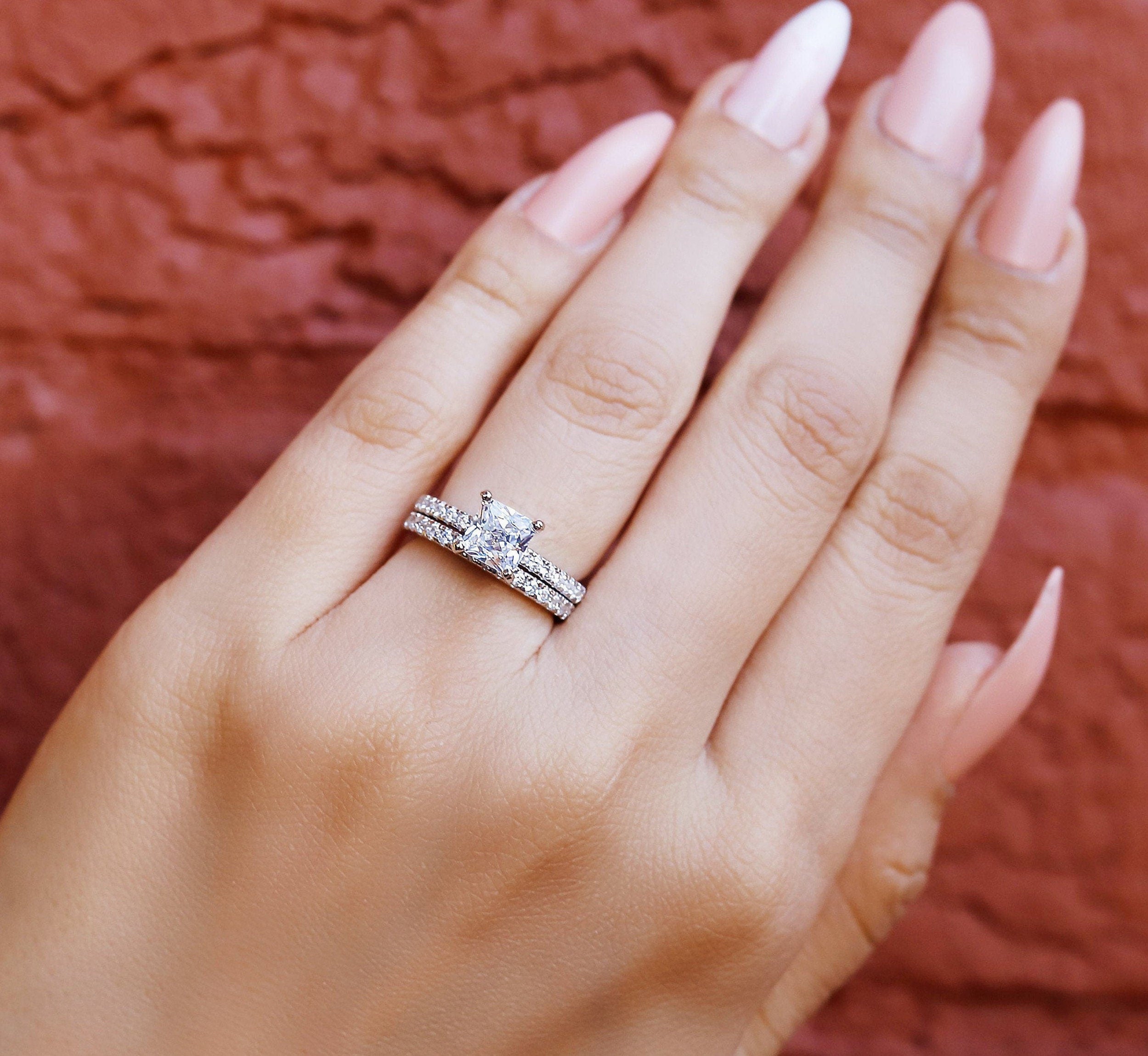 Benny - Princess cut Ring set | Promise Rings | Sterling Silver Engagement Ring | Promise Ring for women