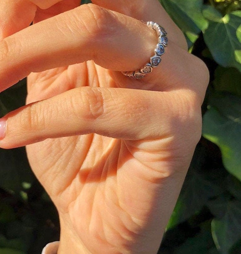 Emogen - Full Heart bezel Sterling silver & Eternity Wedding Engagement Ring for Women -Valentine's Gift