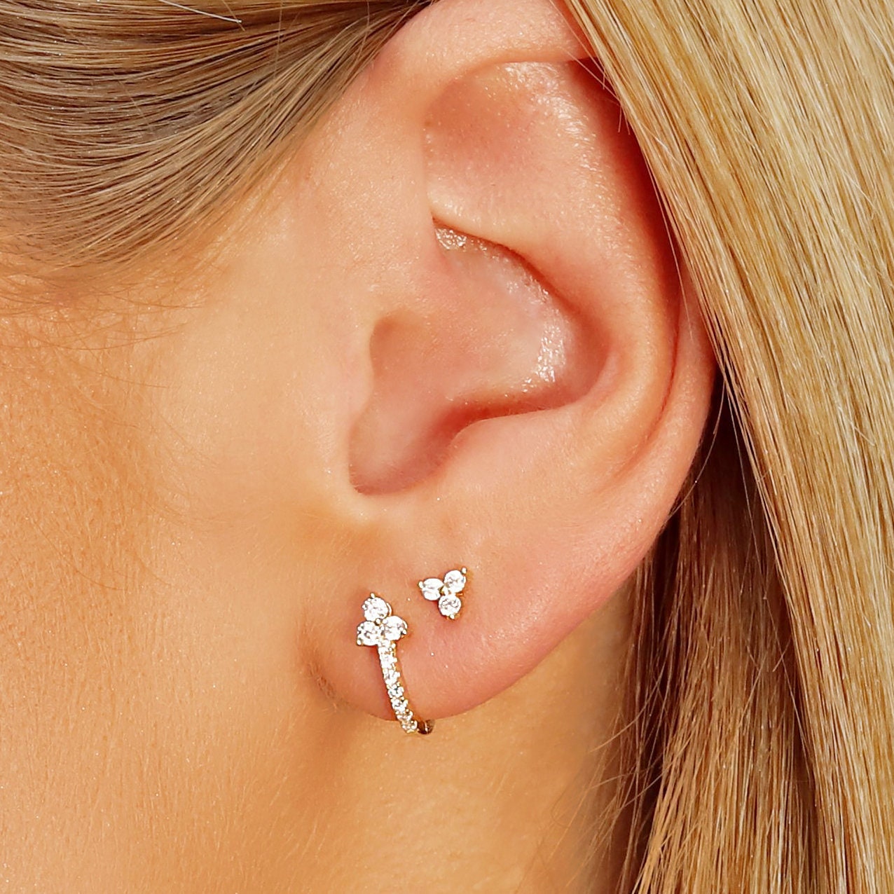 Dainty diamond deals hoop earrings