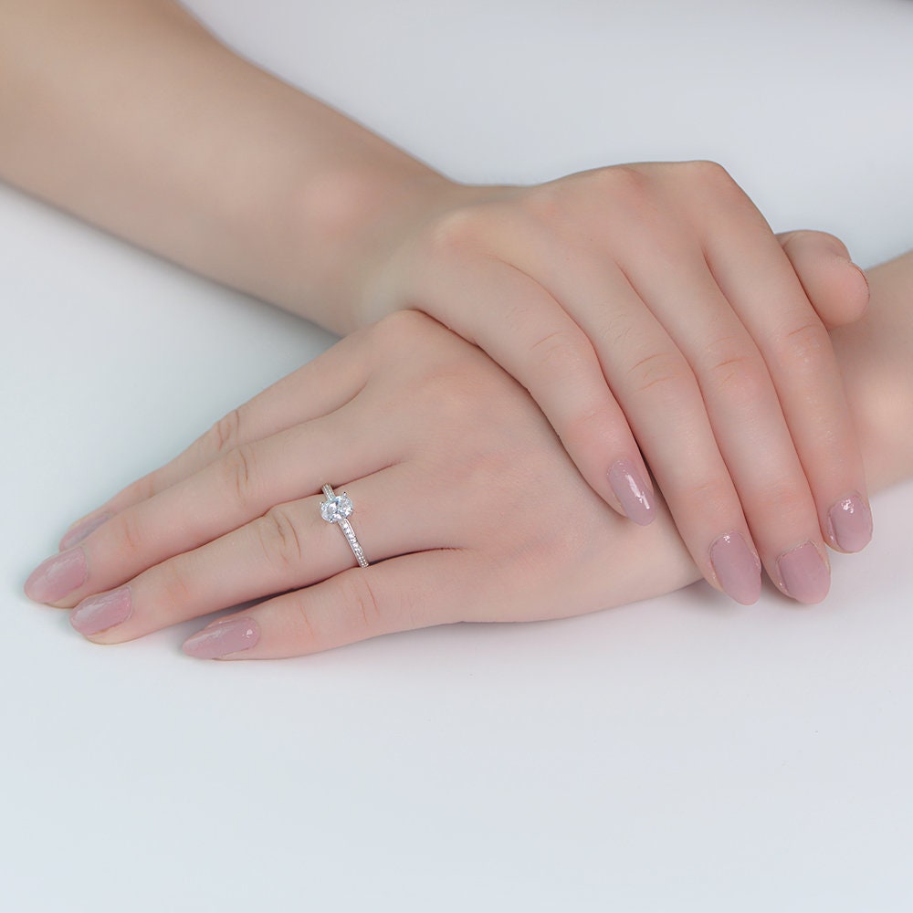 Ovalia - Engagement Ring Set, Wedding Ring,Oval Ring, Bridal Ring Set,Promise Ring, Art Deco Ring, Promise Ring, Diamond Simulant