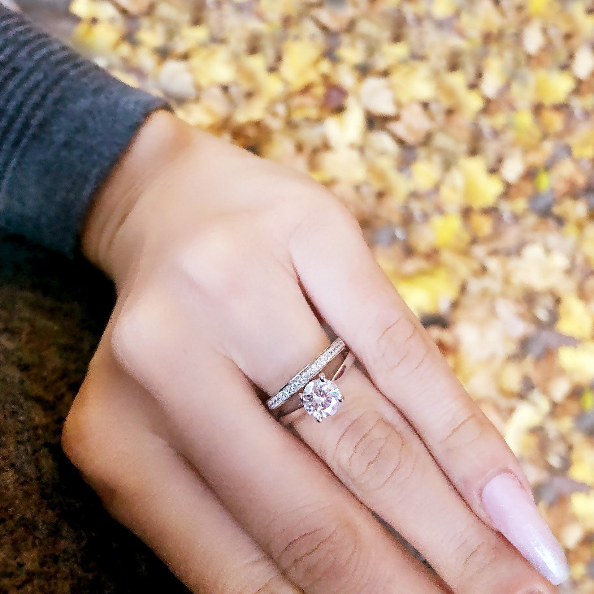 Olivia - Engagement Ring Set, Wedding Ring,Oval Ring, Bridal Ring Set,Promise Ring, Art Deco Ring, Promise Ring, Diamond Simulant