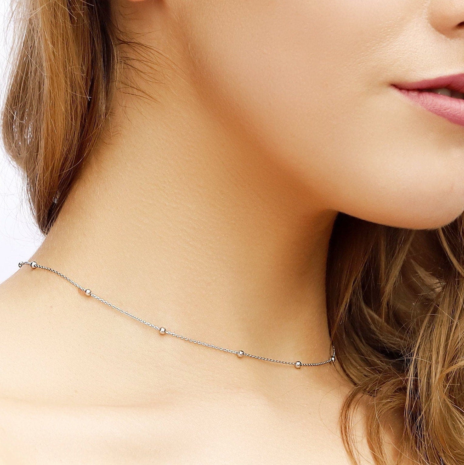 Erika - Gold Choker •Satellite Chain Necklace •Delicate Layering Necklace •Dainty Choker Necklace