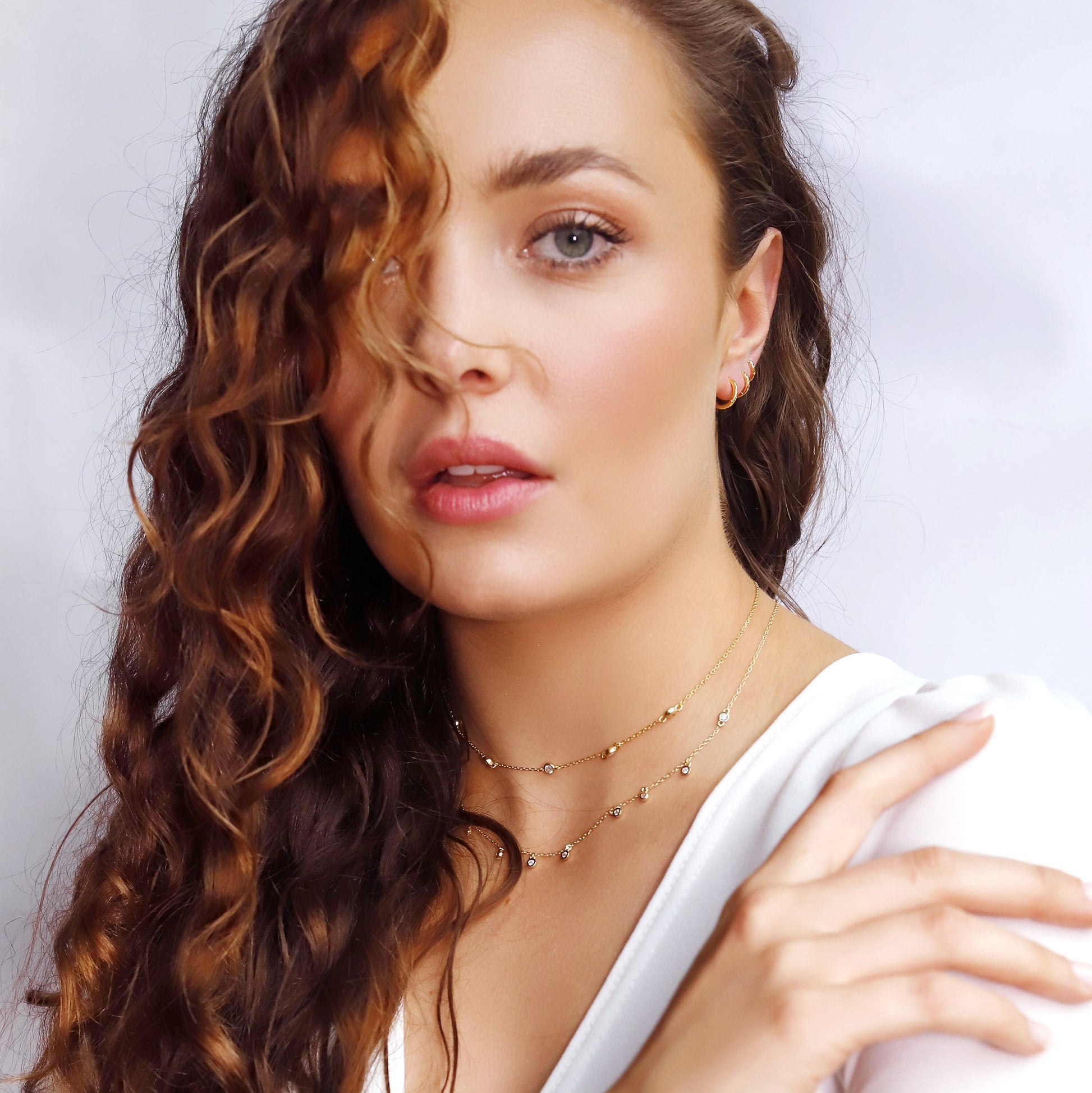Jolie - Super Dainty Chain Choker• Bezel Drop Chain • Dainty Chain• Simple Choker Necklace