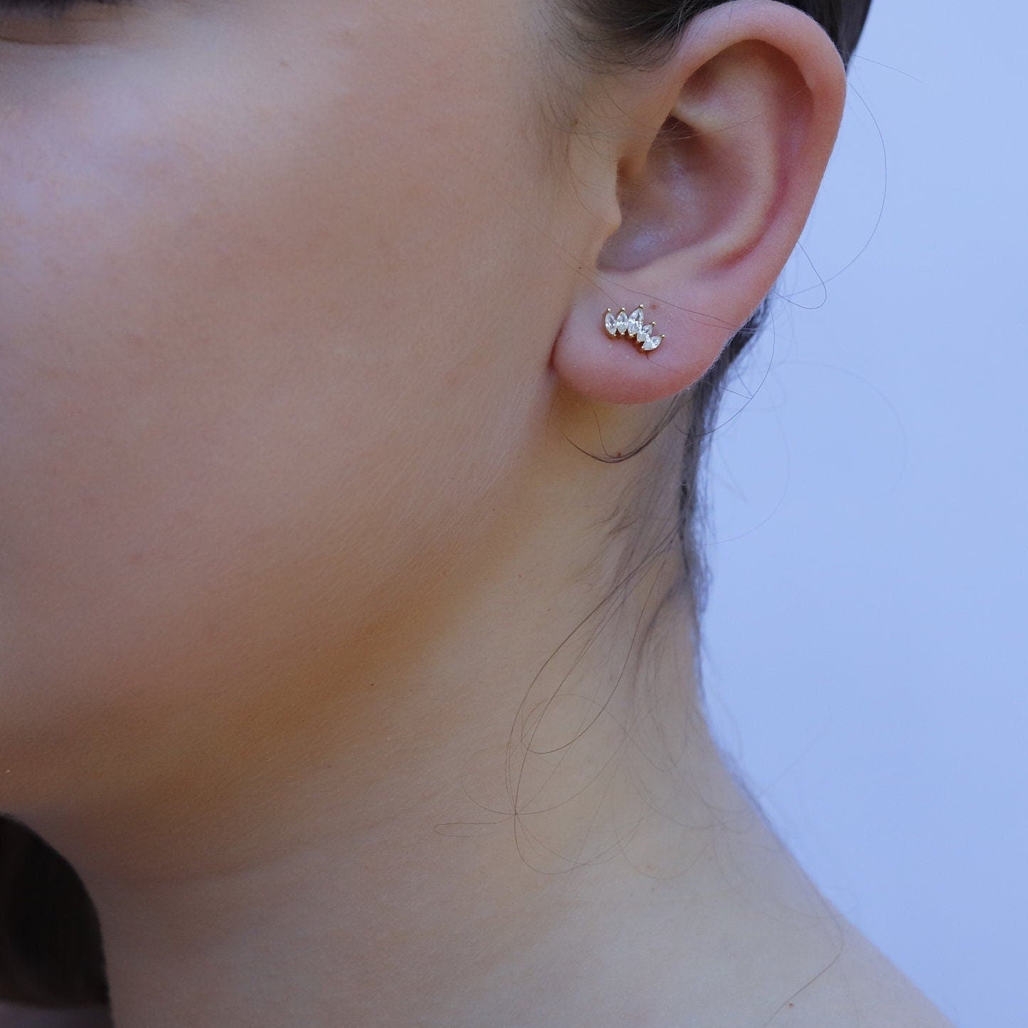 NIKOLA-Tiny Stud Earrings - New Minimalist Earrings - Minimalist Earrings Tiara- Studs - Tiny Earrings - Earrings for Multiple Piercings