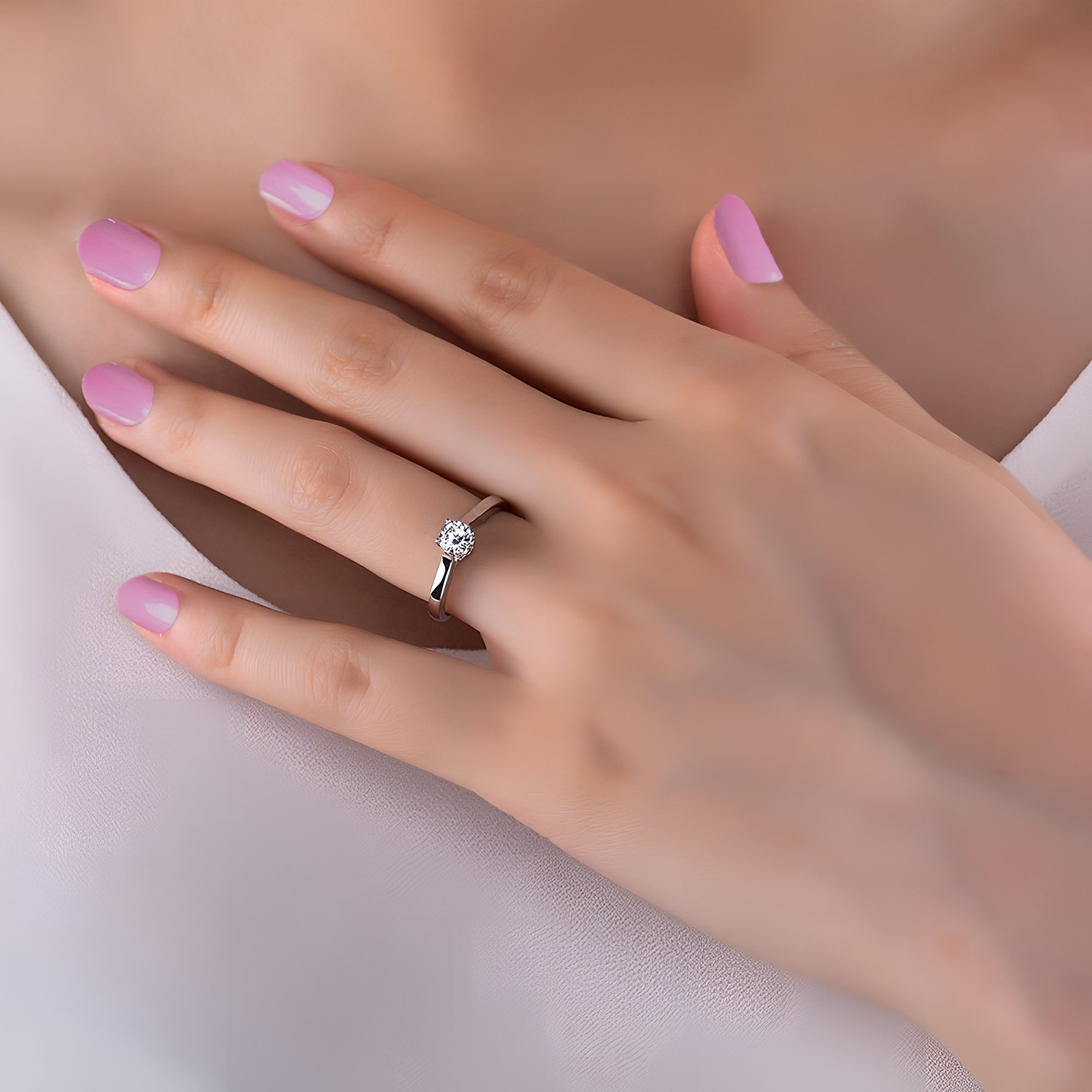 QUINN - Round Floral Solitaire Engagement Ring - Amber James Jewellery
