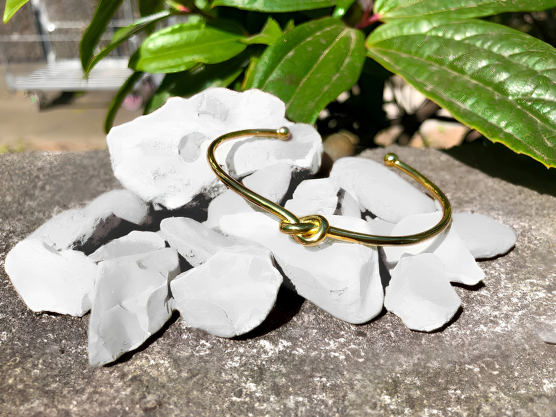 BEATRICE - Sterling Silver Gold Knot Tie Bangle Bracelet (Adjustable) for women. - Amber James Jewellery