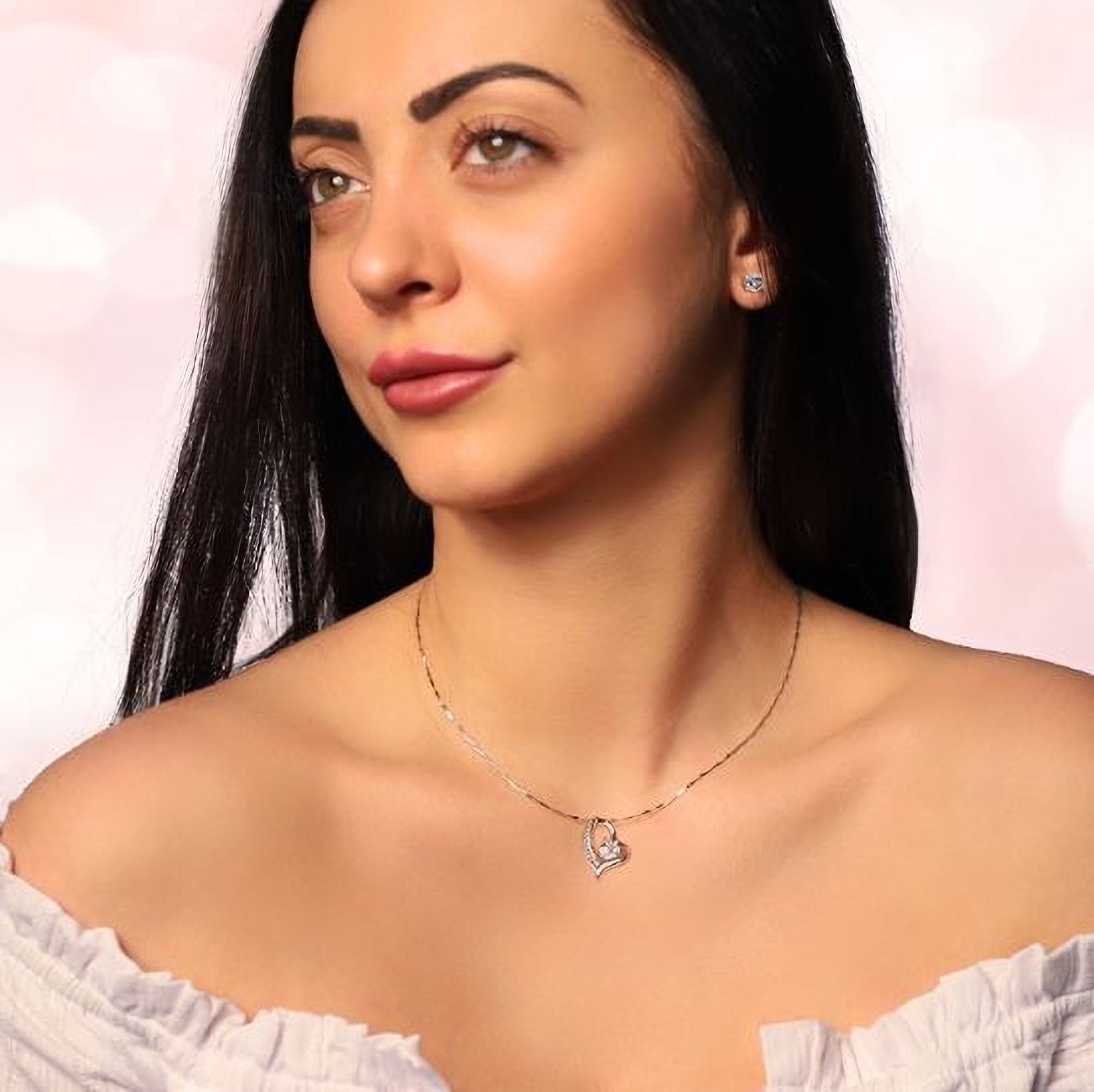 CERYS - Delicate Dazzling Heart Style Necklaces •Link Chain • Choker Necklace, Satellite Necklace, Dainty Necklace, Layering Beaded Chain, - Amber James Jewellery