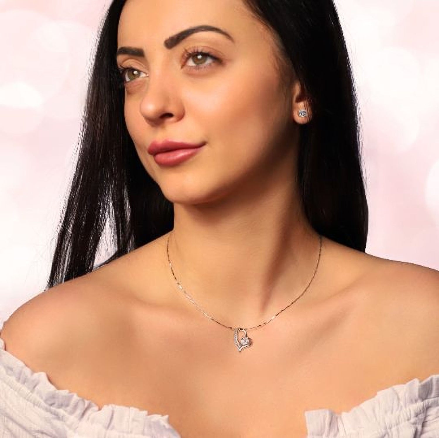 CERYS - Delicate Dazzling Heart Style Necklaces •Link Chain • Choker Necklace, Satellite Necklace, Dainty Necklace, Layering Beaded Chain, - Amber James Jewellery