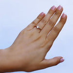 Sterling silver bridal engagement ring by AJJ featuring a delicate promise ring design for women, available in US and UK sizes.