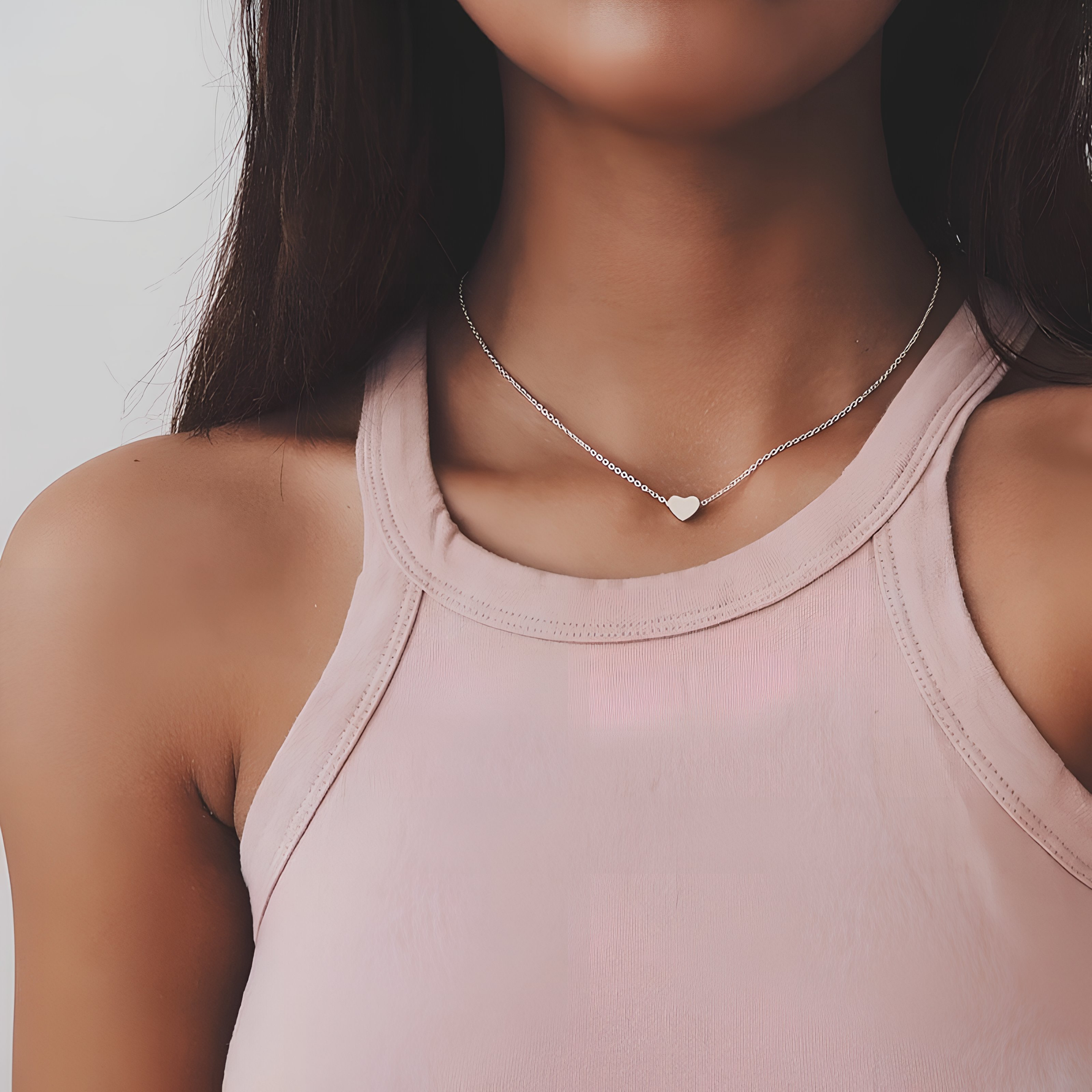 MILANDA - Sterling Silver Puffed Heart Dainty Necklace - Amber James Jewellery