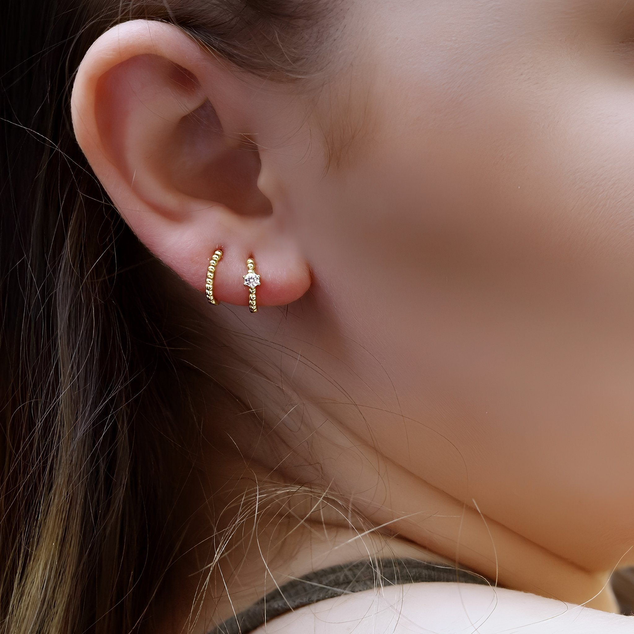 REEVA - Sterling Silver Huggie Hoop Earrings | Delicate Hoop Open Earrings | Minimalist Earrings | Gold Lightweight Hoops | Simple Silver Earrings | - Amber James Jewellery
