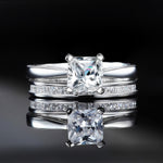 Eleanor 925 Sterling Silver Princess Cut Solitaire Engagement Ring Wedding Ring - Amber James Jewellery