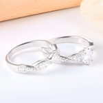 Hayendra - Sterling Silver Oval Cut Zirconia Stone Man Made Diamond Simulants Rings, Bridal Ring Set for Women - Amber James Jewellery