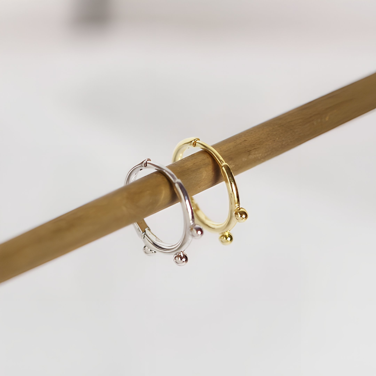 DORA - Tiny Huggie Hoop Earrings,Bead Huggie Hoop Earrings,Dainty Hoop Earrings,Dainty Tiny Huggies, 18K Gold Plated Hoops,Sterling Silver Huggies - Amber James Jewellery