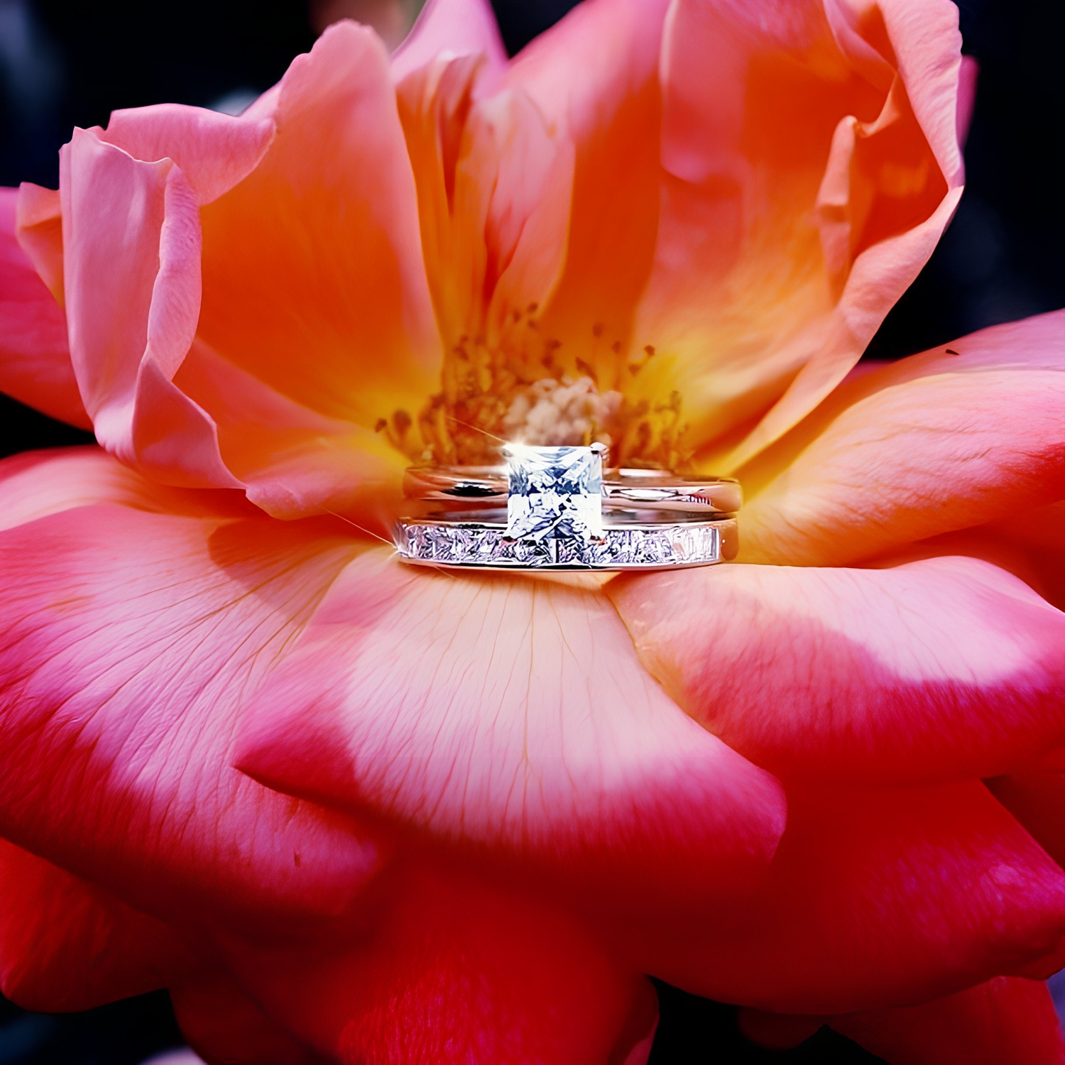 ELEANOR - Princess Cut Solitaire Engagement & Promise Ring Set - Amber James Jewellery