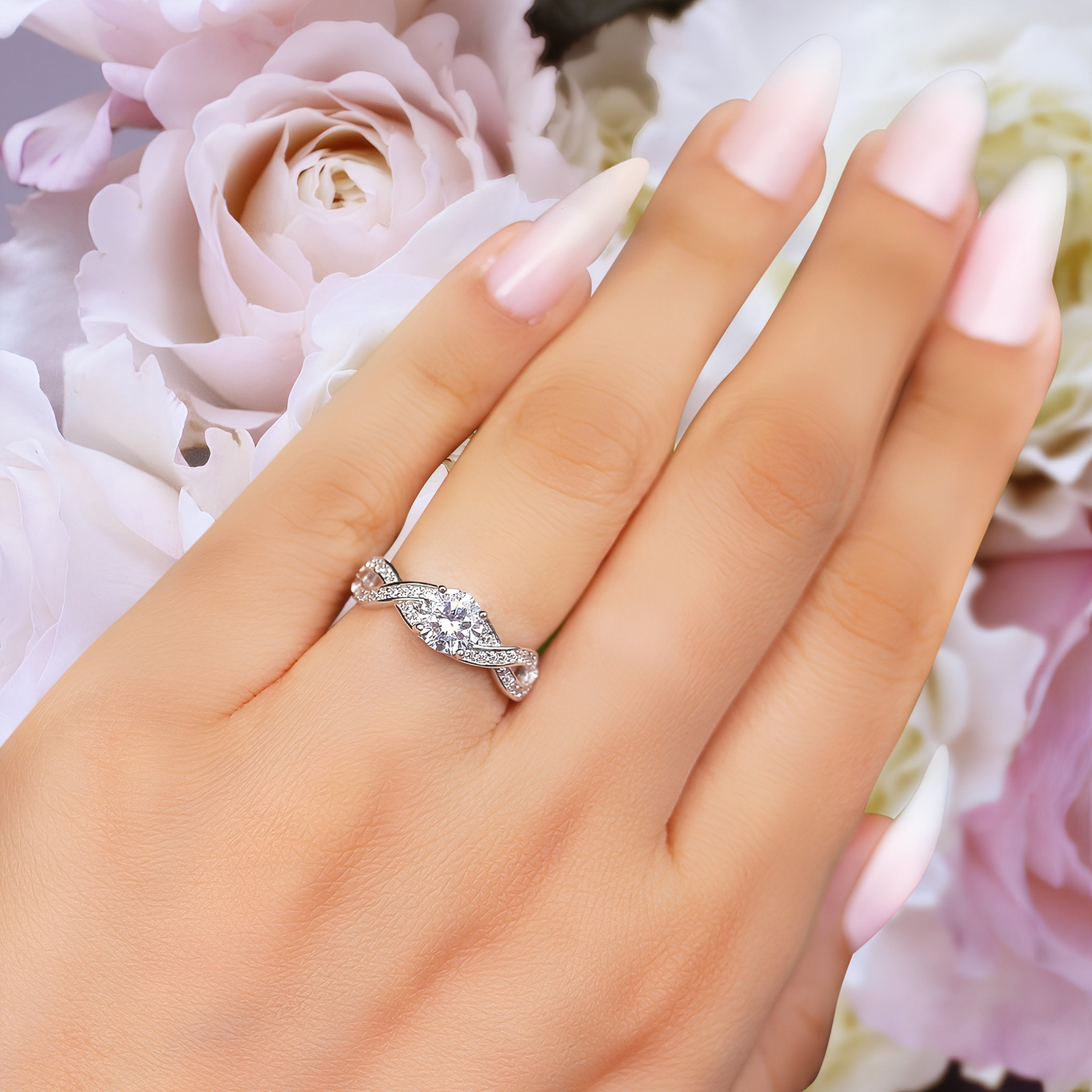 Amelia- Sterling silver round Solitaire Ring - Amber James Jewellery