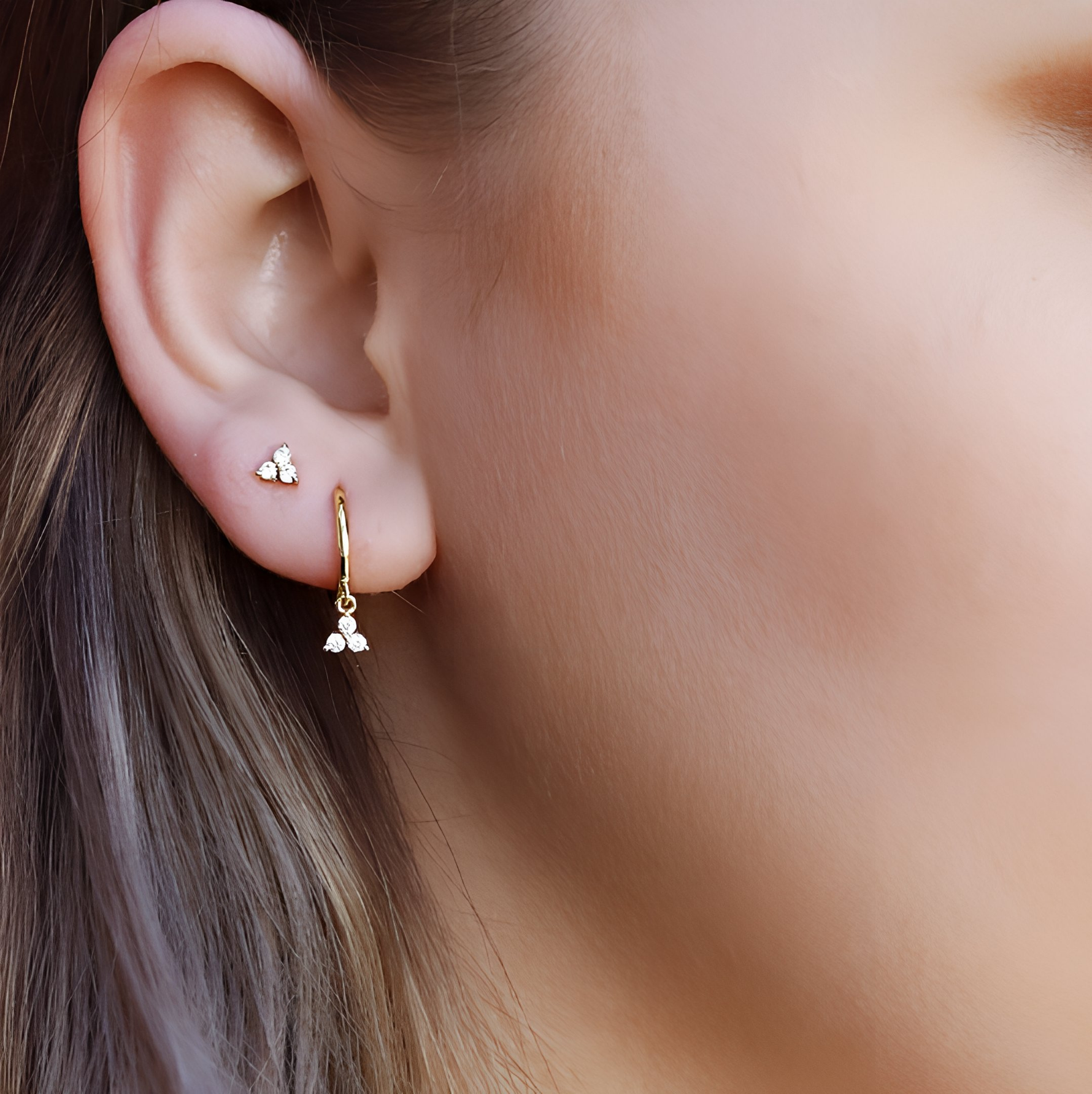 MIASSE - Tiny Huggie Hoop Earrings,CZ Huggie Hoop Earrings,Dainty CZ Hoop Earrings,Dainty Tiny Huggies,18K Gold Plated - Amber James Jewellery
