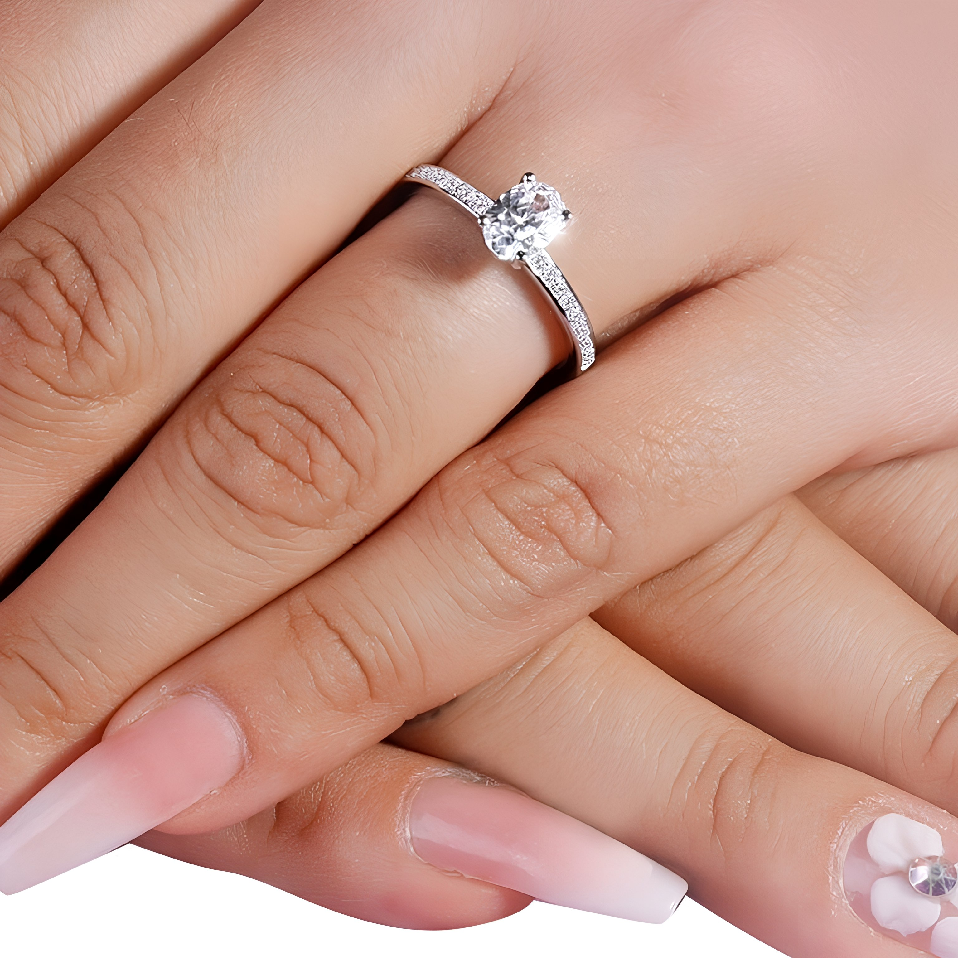 EMILY -  Sterling Silver Luxury Engagement Art Deco Oval Cut Bridal ring - Amber James Jewellery