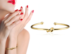 BEATRICE - Sterling Silver Gold Knot Tie Bangle Bracelet (Adjustable) for women. - Amber James Jewellery