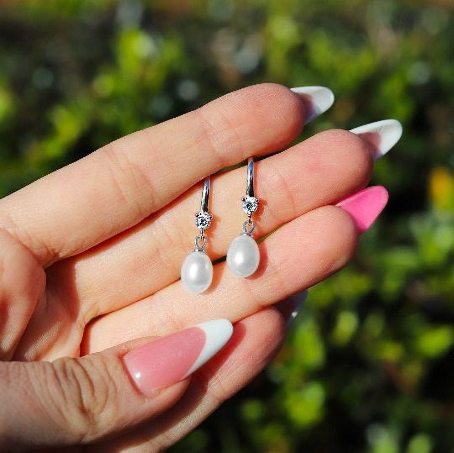 DARYA - 925 Sterling Silver Pearl drop earrings, Pearl earrings, Bridal earrings, Silver earrings - Amber James Jewellery