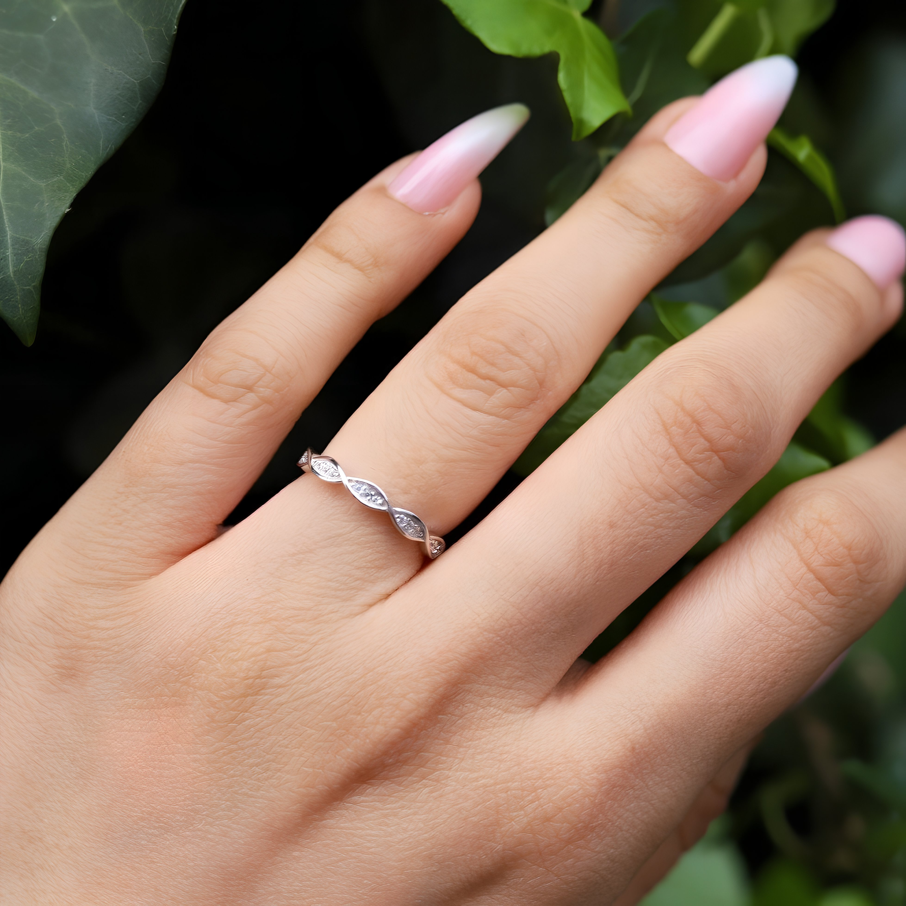 MARIA - Sterling Silver Engagement & Wave Eternity ring - Amber James Jewellery