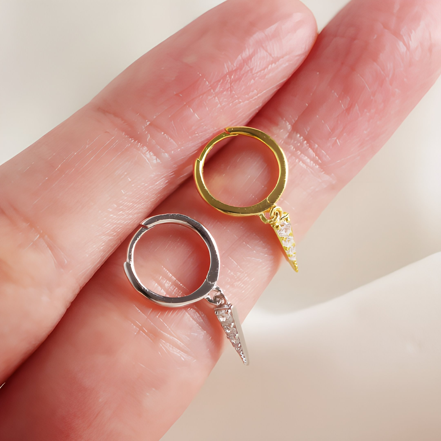 CONNELY - Huggie Hoop Earrings • gold conch hoop • cartilage hoop • hoop earrings • silver pave ring hoop • tragus hoop • small helix hoop - Amber James Jewellery