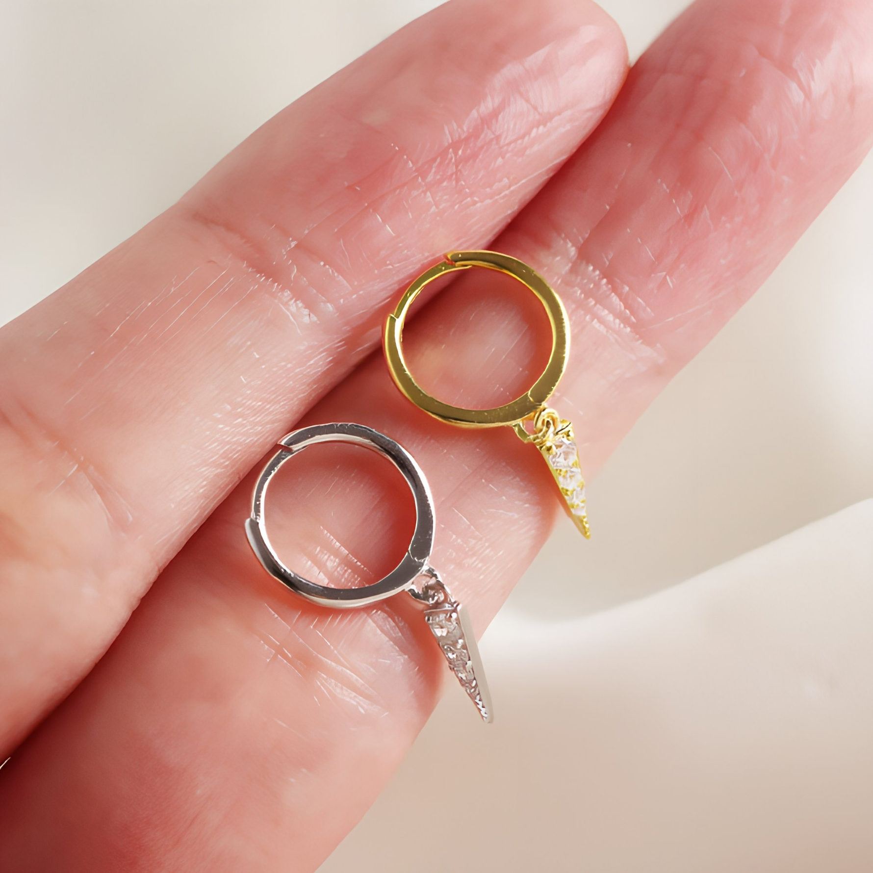 CONNELY - Huggie Hoop Earrings • gold conch hoop • cartilage hoop • hoop earrings • silver pave ring hoop • tragus hoop • small helix hoop - Amber James Jewellery