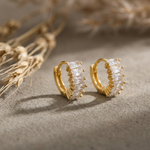 Dia Tiny Baguette Huggie Hoop Earrings | 18K Gold Dainty Huggies - Amber James Jewellery