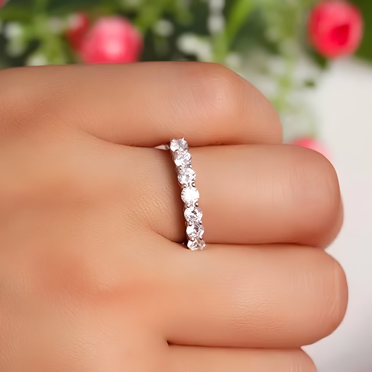 ANGELA - Sterling Silver Eternity Engagement & Wedding Ring - Amber James Jewellery