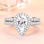 ELIZA- Sterling Silver Engagement, Halo &  Promise Ring set - Amber James Jewellery