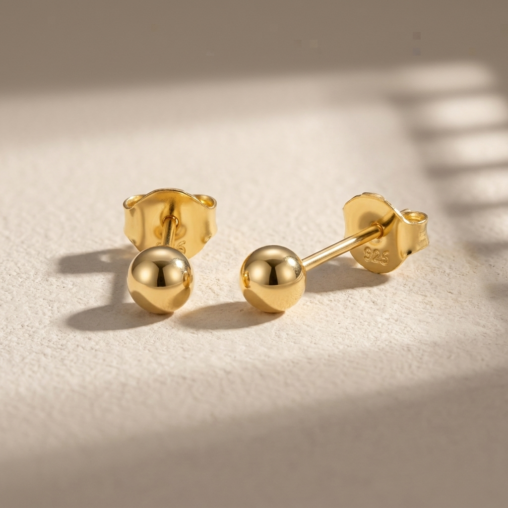 Small Stud Earrings, Tiny Gold Stud, 18K Gold Stud, 1.5mm, 2mm 3mm, Ball Stud Earring, Small Gold Stud, Dainty Earrings, Gift For Her - Amber James Jewellery