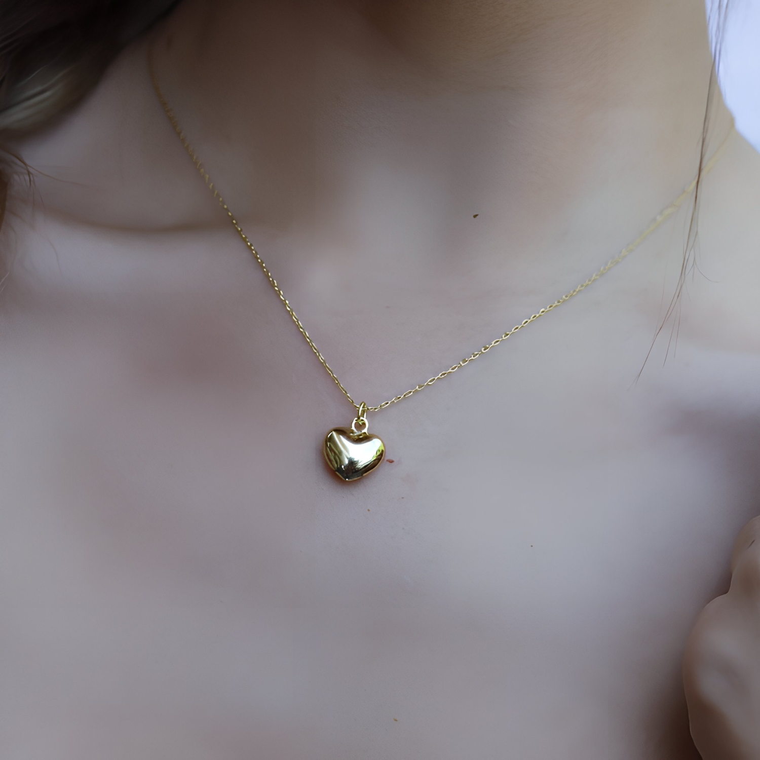 DOREMIA - 925 Sterling Silver Puff Heart dainty Necklace, Man Made Diamond Stimulant, Bridal Wedding Gift - Amber James Jewellery