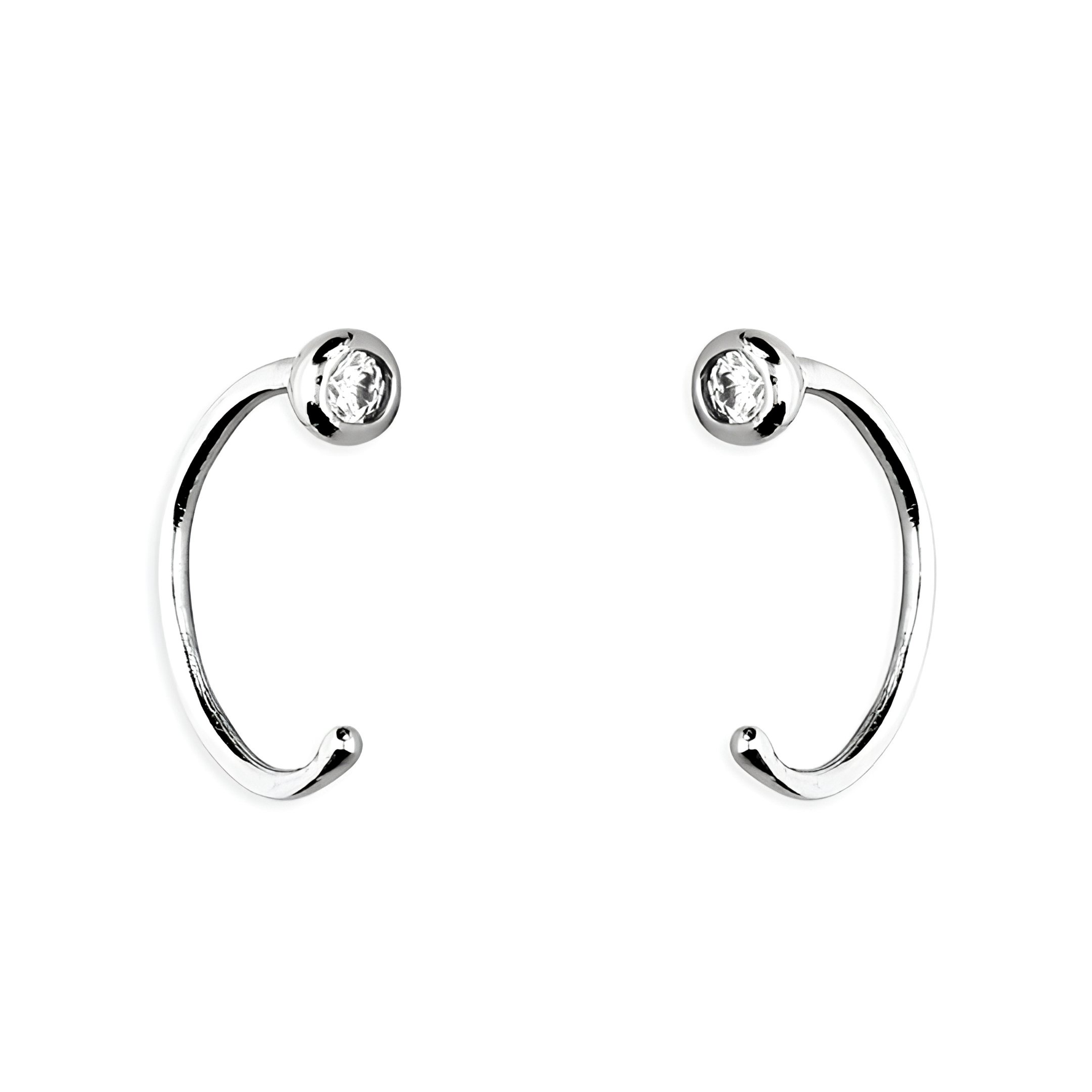 INDIA - Minimalist Huggie Hoops • small hoop earrings • open hoop earrings • dainty hoops • silver hoops • huggie hoop earrings • Ball Bar hoops • - Amber James Jewellery