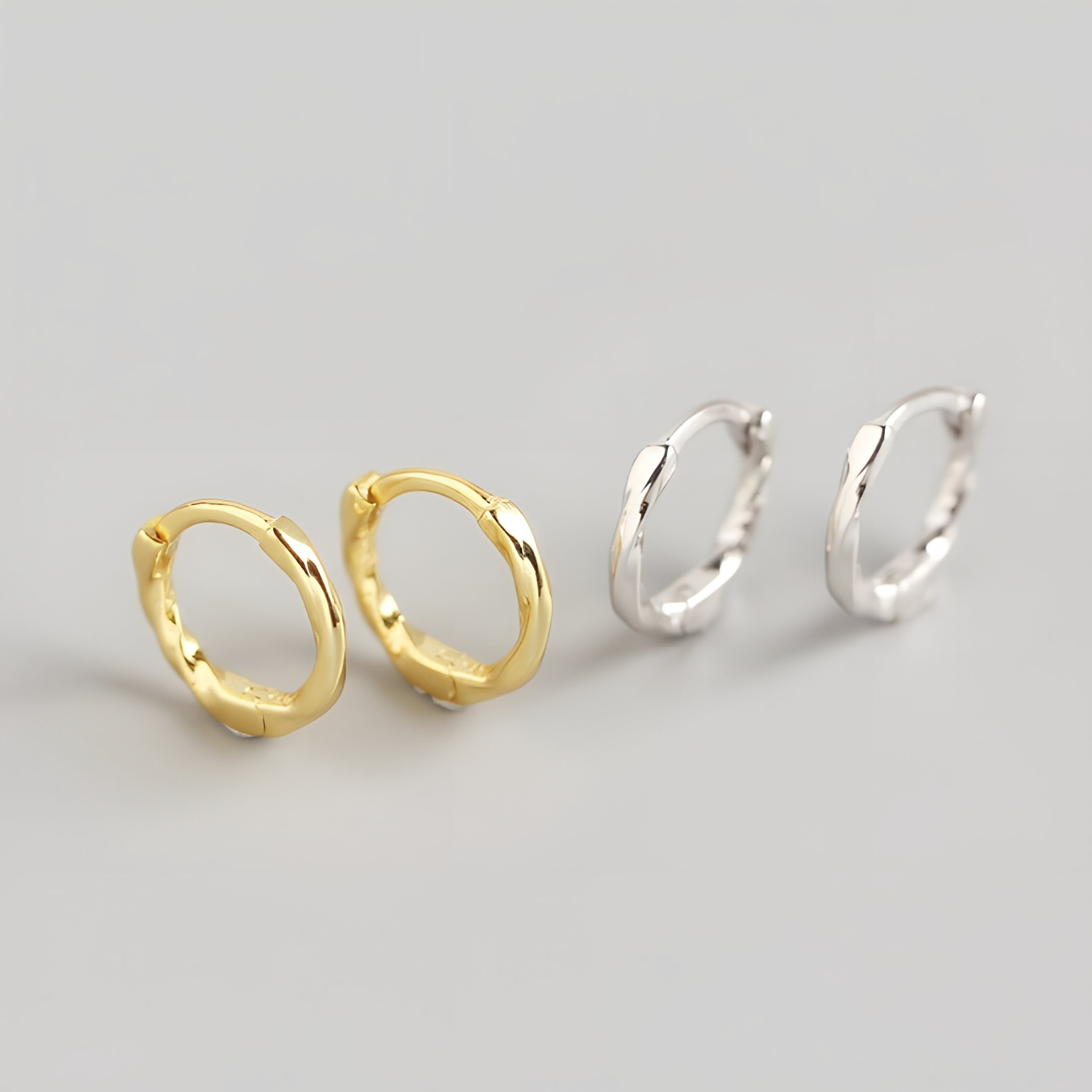 INDIA - Minimalist Huggie Hoops • small hoop earrings • open hoop earrings • dainty hoops • silver hoops • huggie hoop earrings • Ball Bar hoops • - Amber James Jewellery