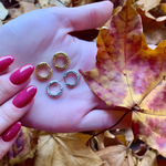 AJJ Benny-Huggie Hoop Earrings in gold with hammered silver finish, small minimalist sleeper hoop earrings for subtle style