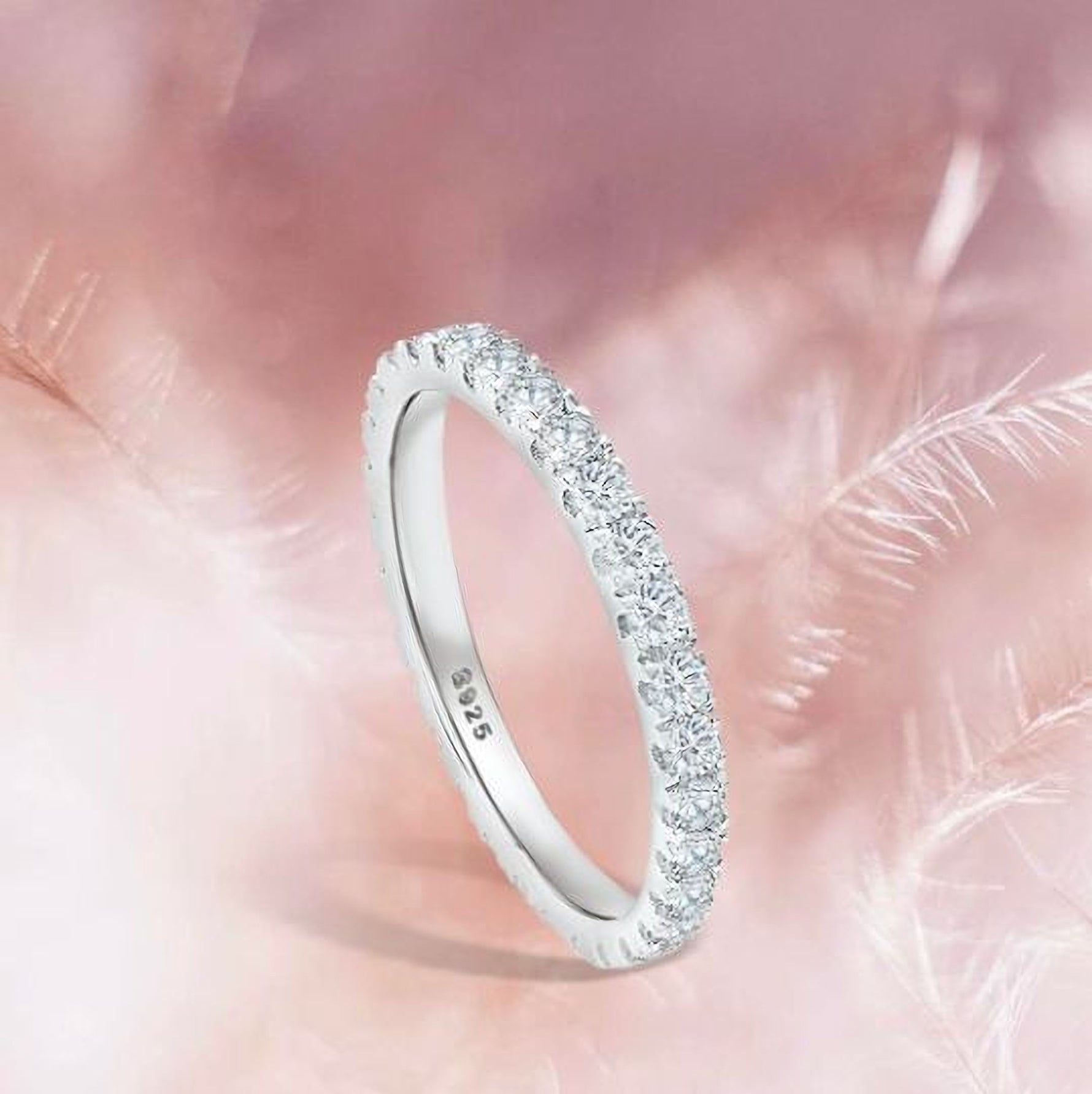 kaitie - Wedding Band, Full Round Engagement Ring, Crystal Wedding Ring, Bridal Ring, Delicate Eternity Band, Full Round Bridal Band - Amber James Jewellery