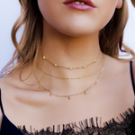 Betholina - Dainty Gold Layering Necklace, 925 Sterling Silver 18K Gold plated, dainty beaded necklace - Amber James Jewellery