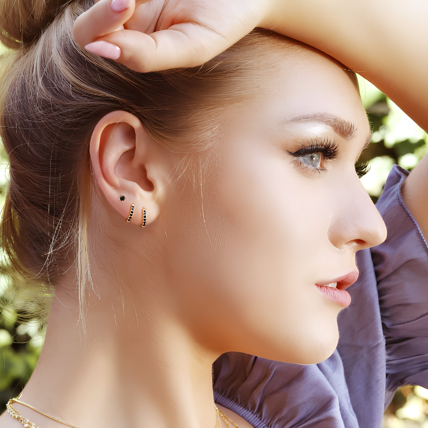 NERISSA - Huggie Hoop Earrings • gold conch hoop • cartilage hoop • hoop earrings • silver pave ring hoop • tragus hoop • small helix hoop - Amber James Jewellery