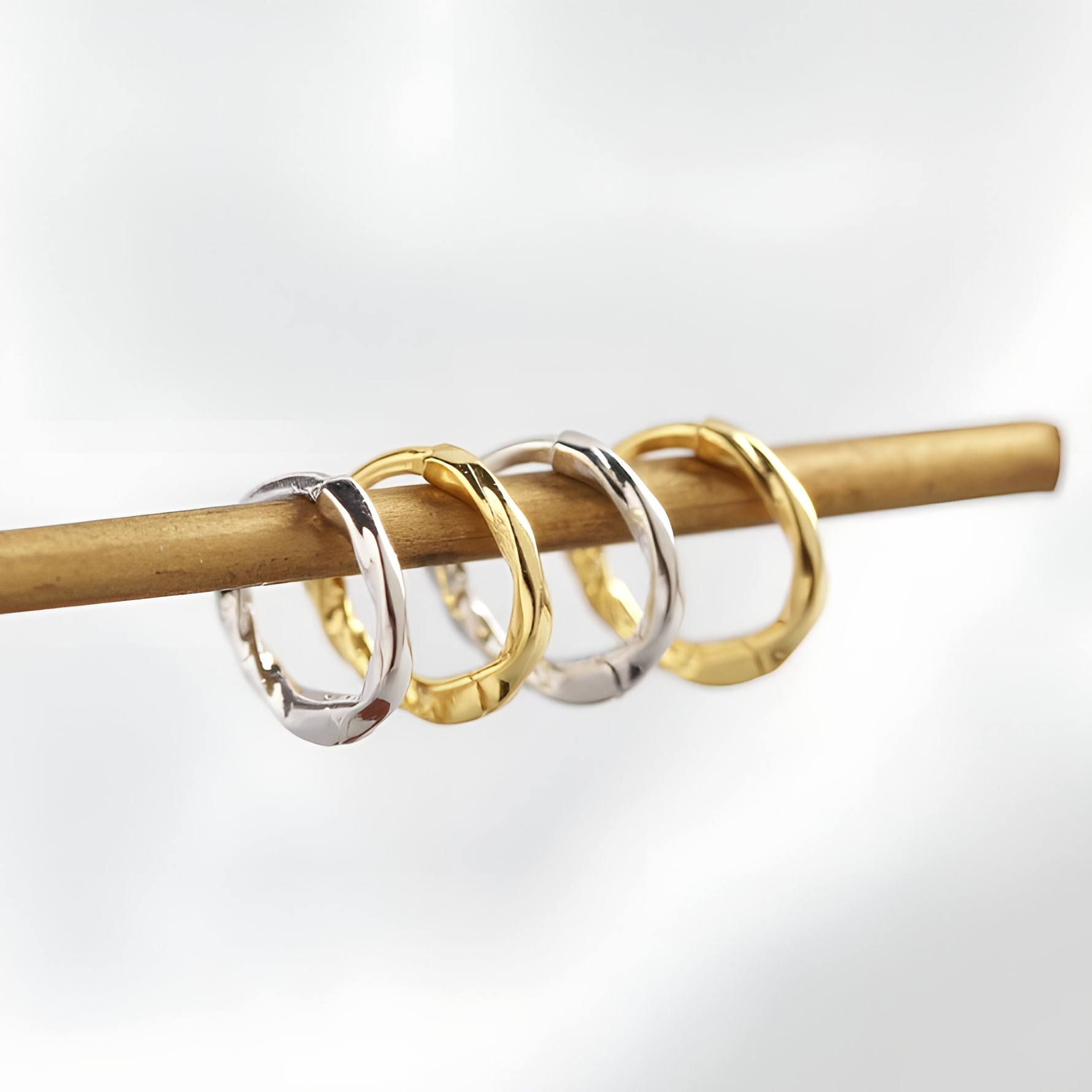 INDIA - Minimalist Huggie Hoops • small hoop earrings • open hoop earrings • dainty hoops • silver hoops • huggie hoop earrings • Ball Bar hoops • - Amber James Jewellery