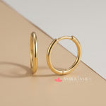 Alicia Sterling Silver & Gold   Huggie Hoop Earrings | Minimalist Delicate Hoops - Amber James Jewellery
