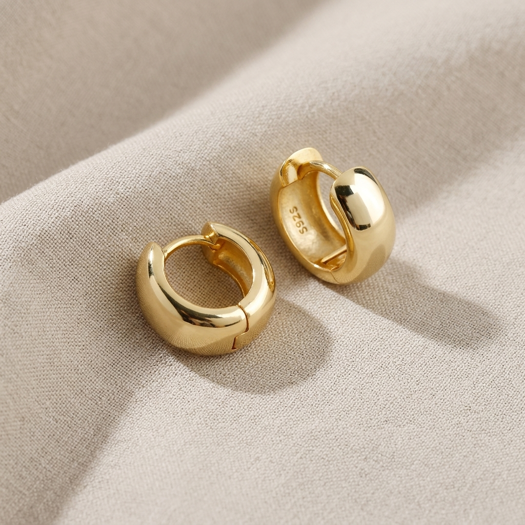 Chunky Huggie Hoop Earrings