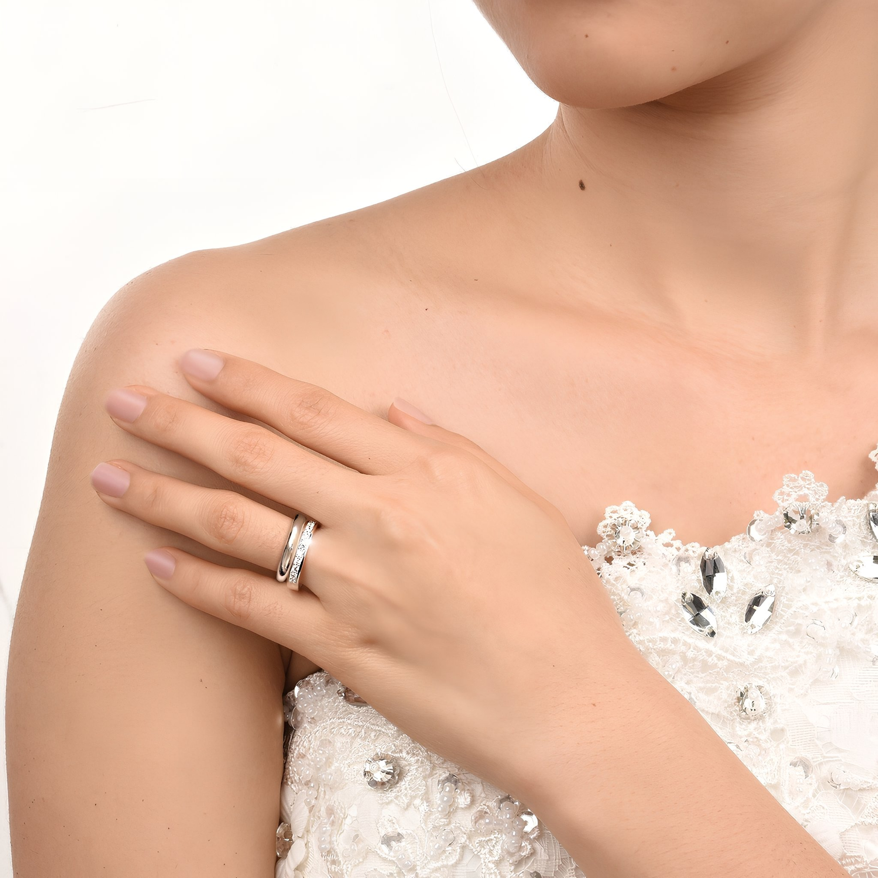 MAISIE - Sterling Silver  antique Brilliant Bridal Jewellery & Half eternity Promise band - Amber James Jewellery