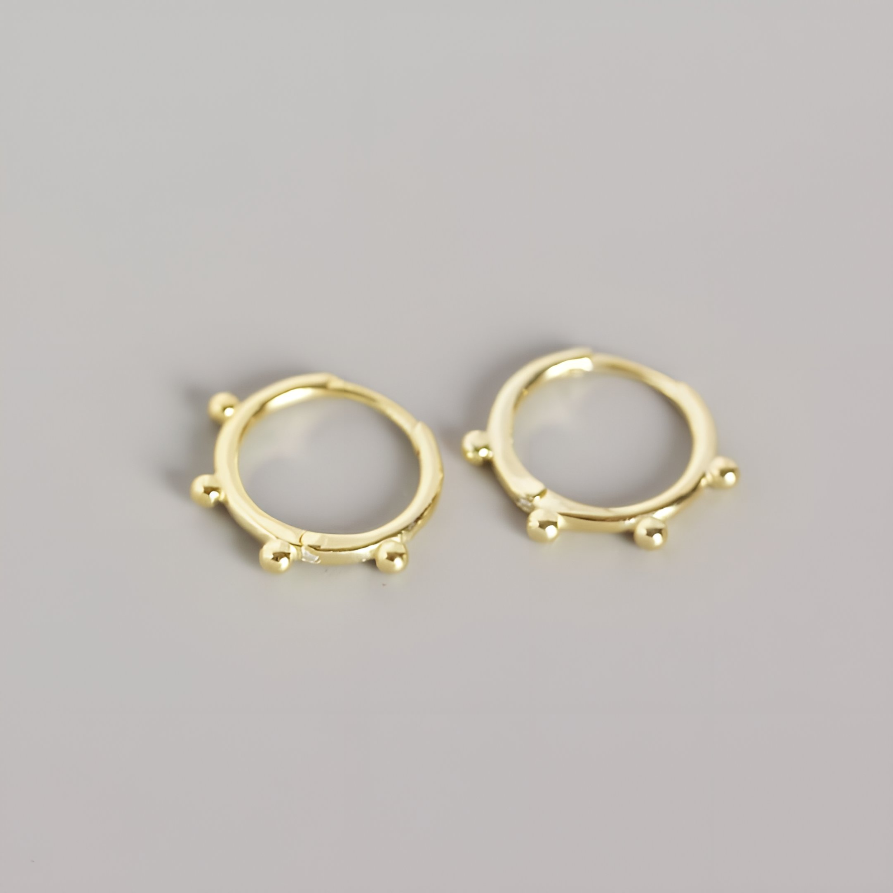 DORA - Tiny Huggie Hoop Earrings,Bead Huggie Hoop Earrings,Dainty Hoop Earrings,Dainty Tiny Huggies, 18K Gold Plated Hoops,Sterling Silver Huggies - Amber James Jewellery