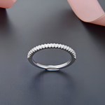 Mishie - Micro Pave Eternity, Sterling Silver Eternity, Half Eternity Pave Band, Thin Dainty Stacking, Delicate Pave Ring - Amber James Jewellery
